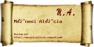 Ménesi Alícia névjegykártya